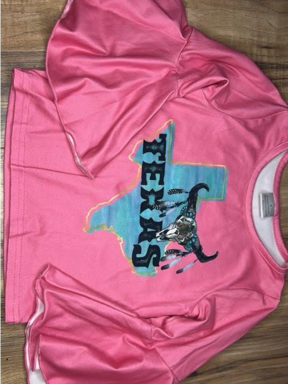 Girls' Pink Short-Sleeve Graphic Tee with Texas Motif